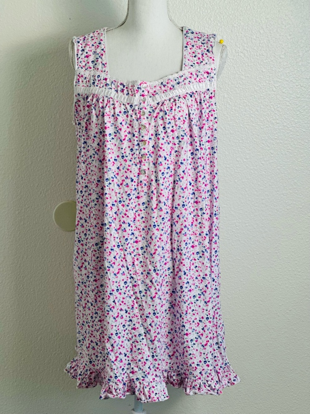 Eileen West Sleeveless Cotton Floral Nightgown Size Large